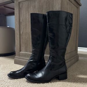 Born Black Leather Knee-High Riding Boots
